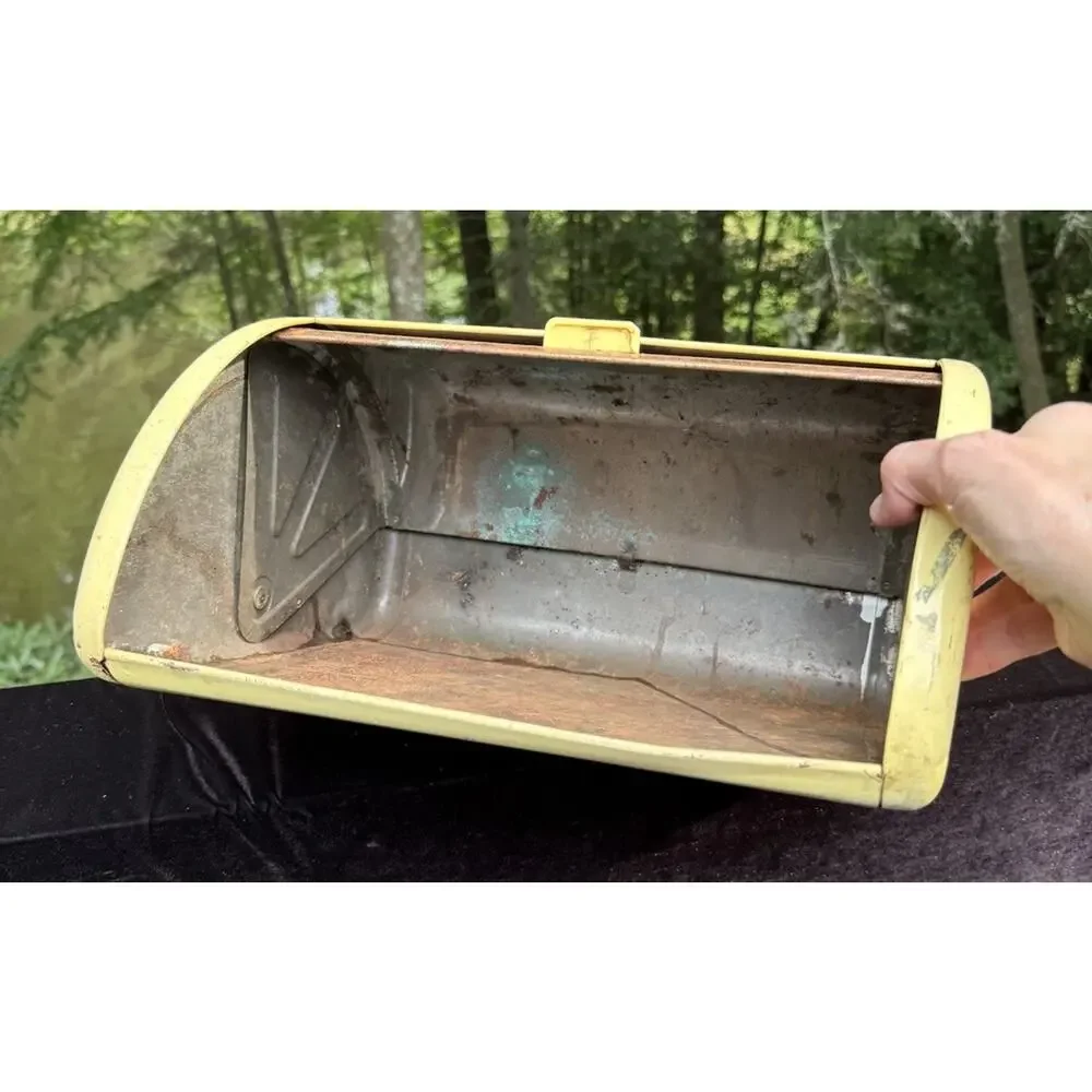 Vintage 1950’s Ransburg Metal Bread Box Roll Top Lid All Original